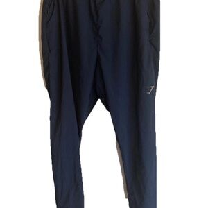 Gymshark Navy Blue Track Pants Tapered Joggers Zip Pockets and Ankles